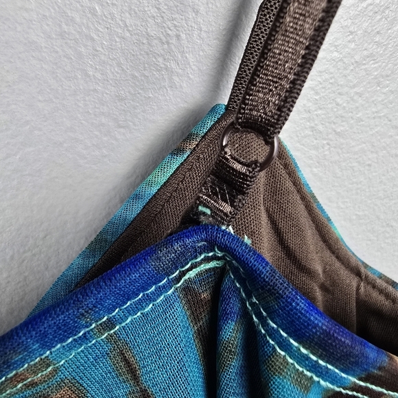 RUBY ROX Vintage Y2K Slinky Babydoll Dress Blue Green Womens Sz L Fairy Grunge - Picture 15 of 15